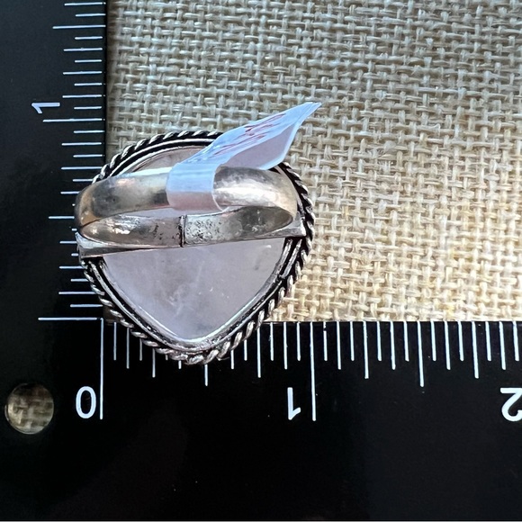 New Quartz Crystal Stone Sterling Silver Overlay Ring Size 10.5 - 10-75 - Picture 3 of 6